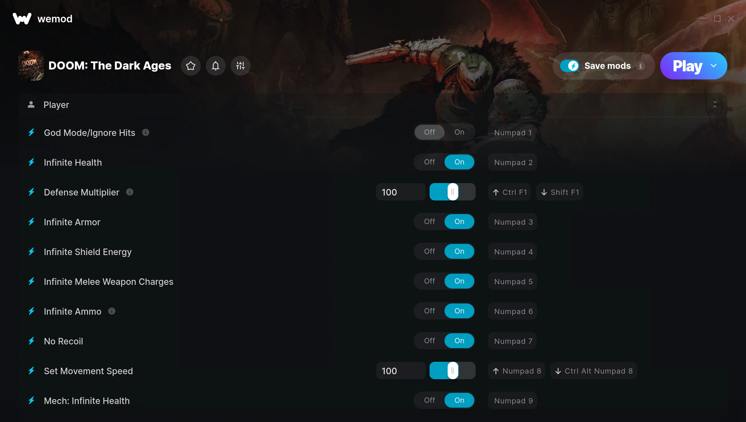 DOOM: The Dark Ages cheats screenshot
