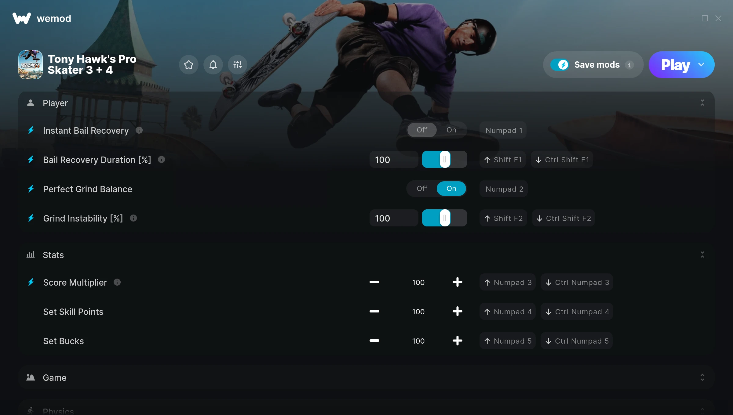 Tony Hawk's Pro Skater 3 + 4 cheats screenshot