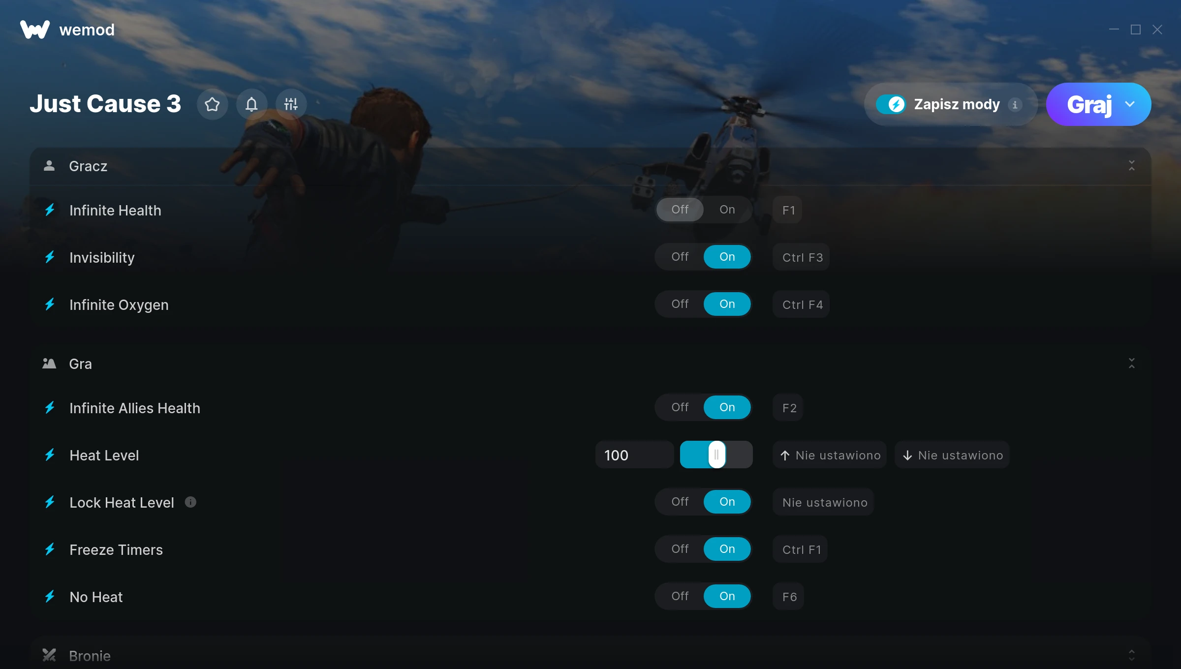 Cheaty do Just Cause 3 – zrzut ekranu