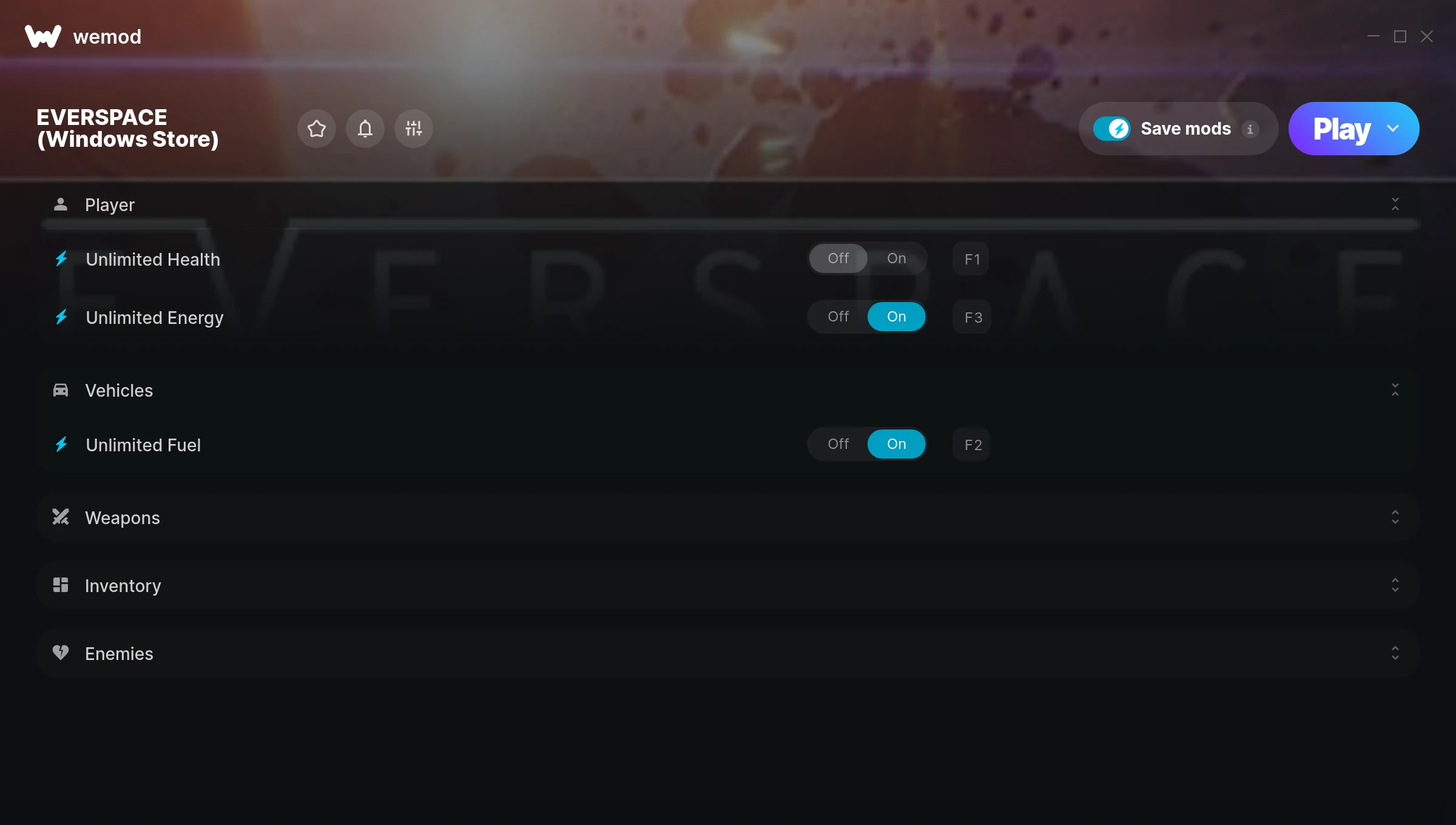 EVERSPACE (Windows Store) cheats screenshot