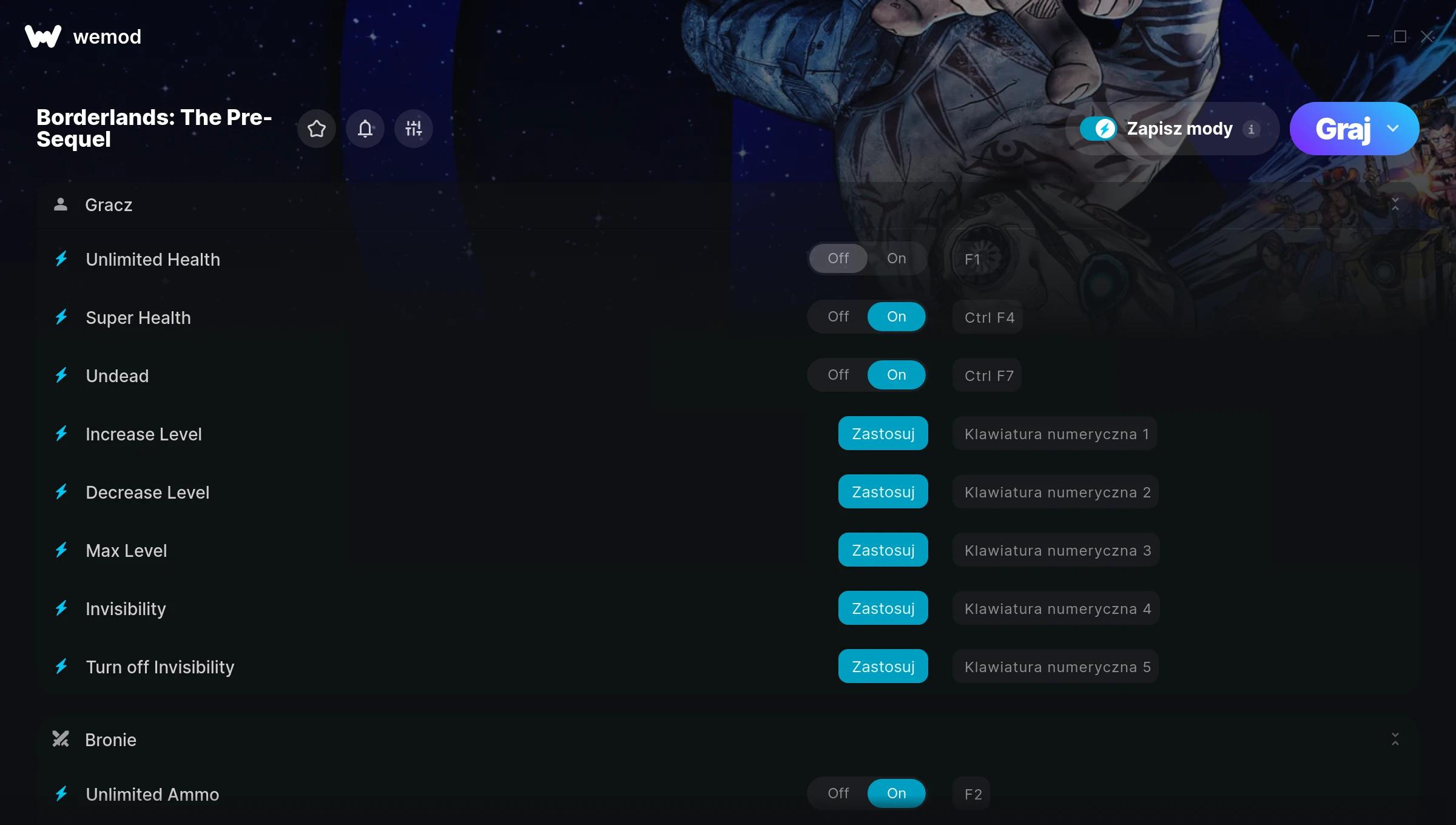 Cheaty do Borderlands: The Pre-Sequel – zrzut ekranu