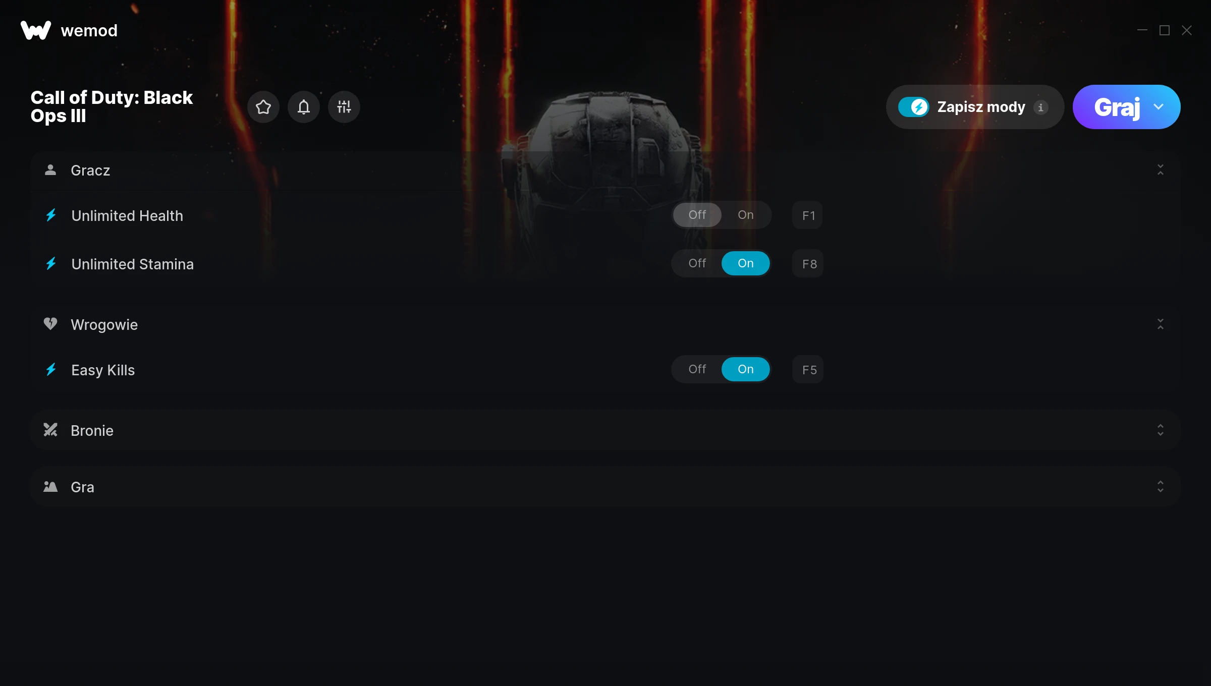 Cheaty do Call of Duty: Black Ops III – zrzut ekranu