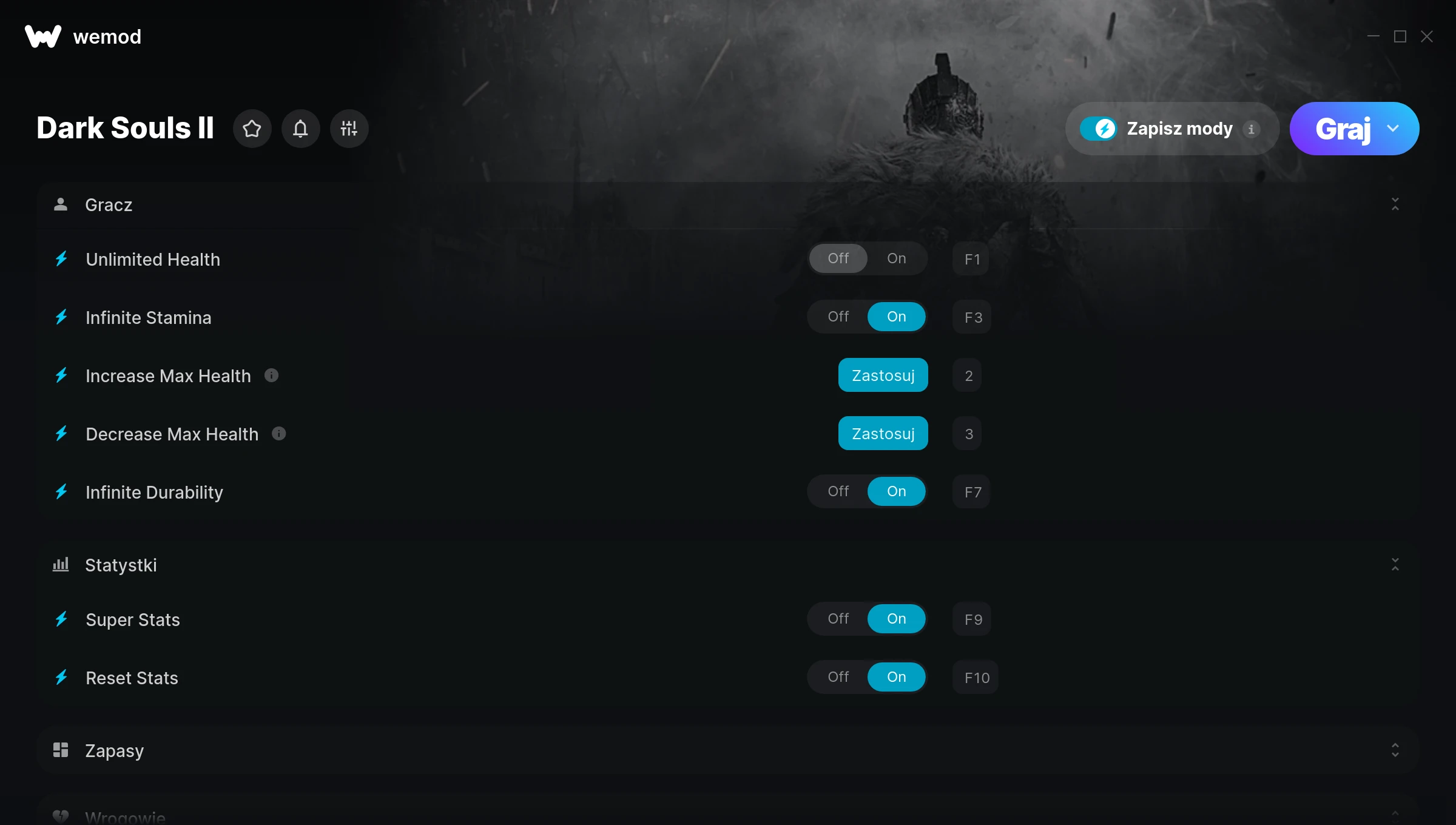 Cheaty do Dark Souls II – zrzut ekranu