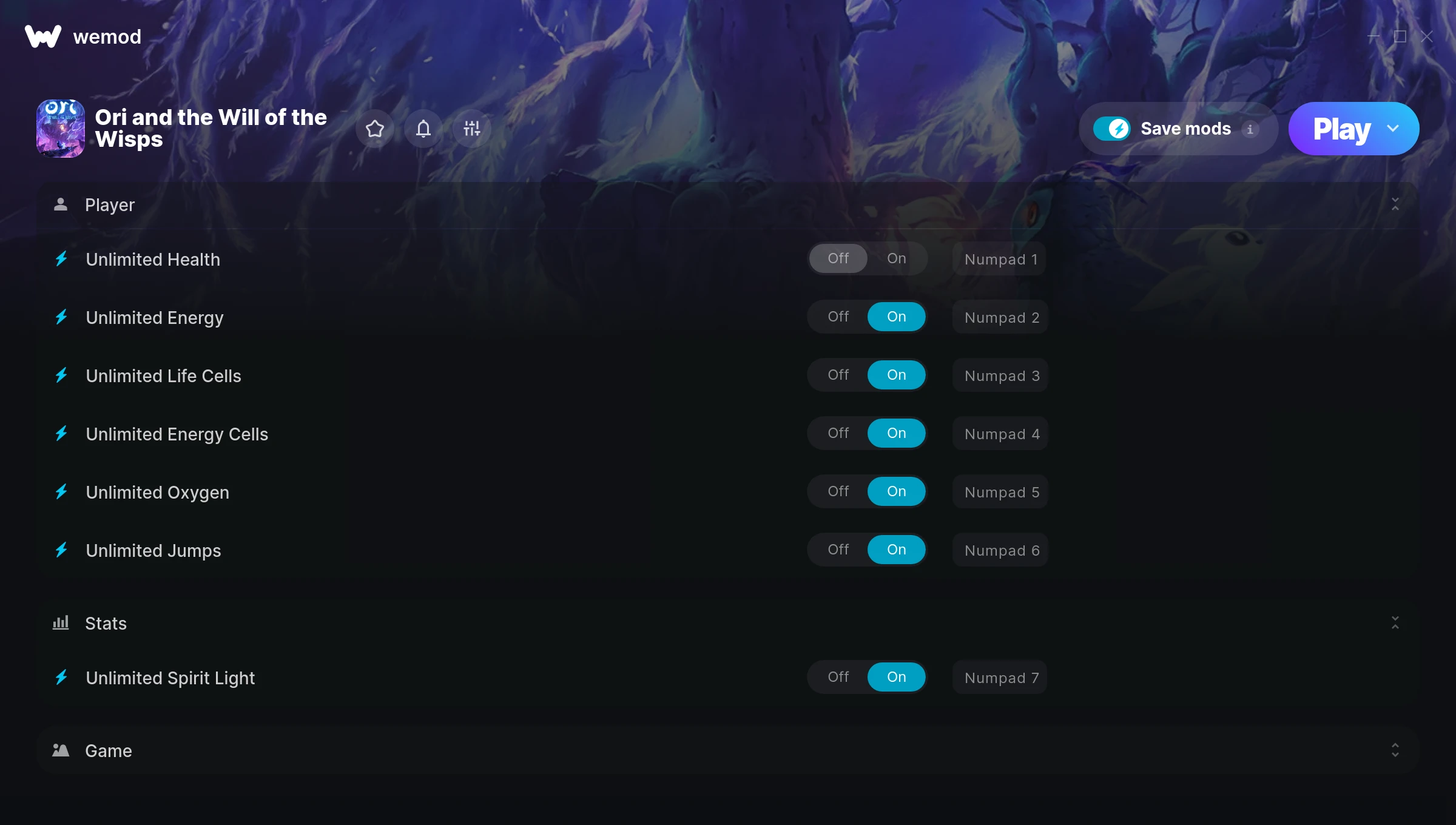 Ori and the Will of the Wisps cheats screenshot