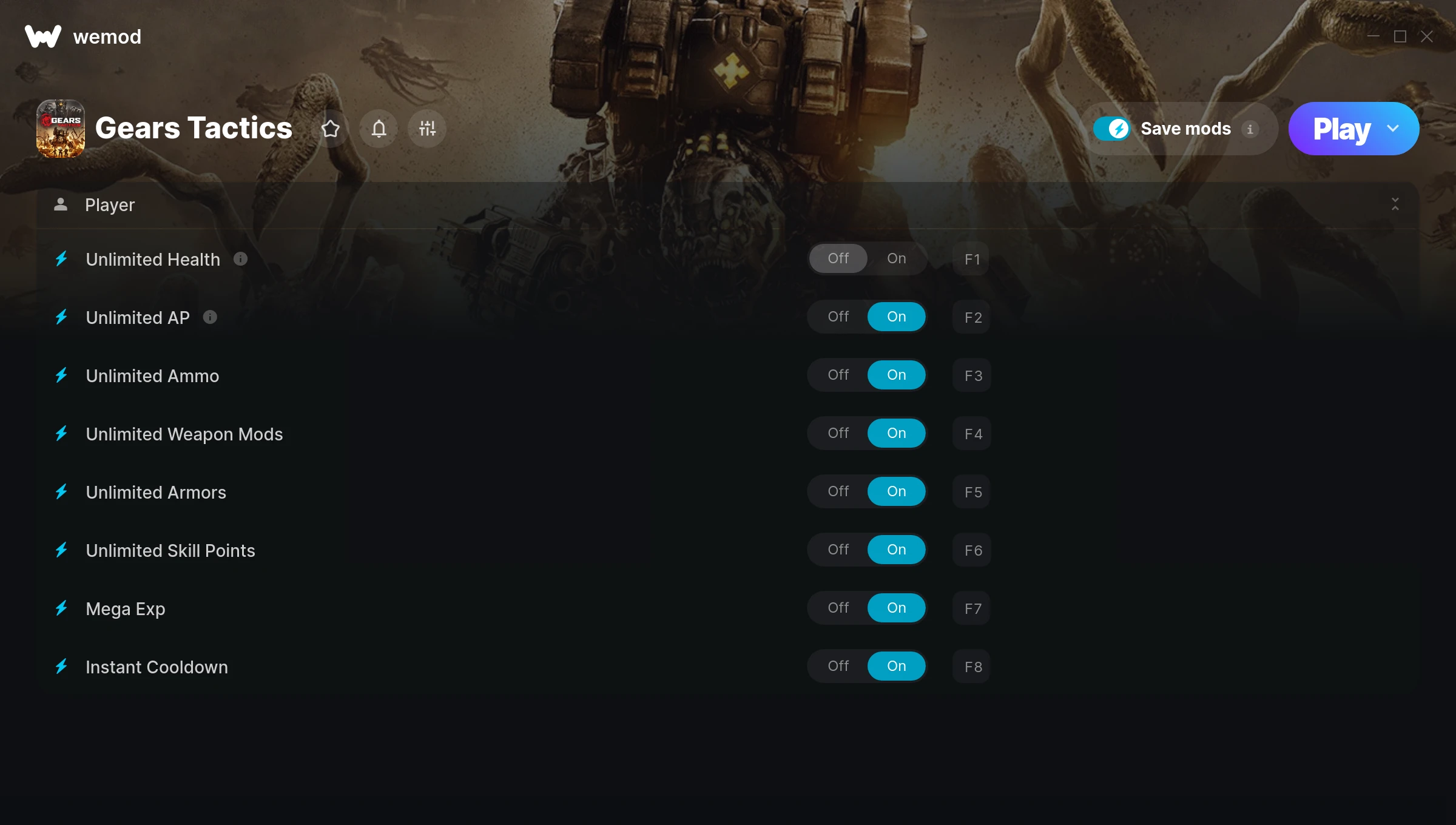 Gears Tactics cheats screenshot