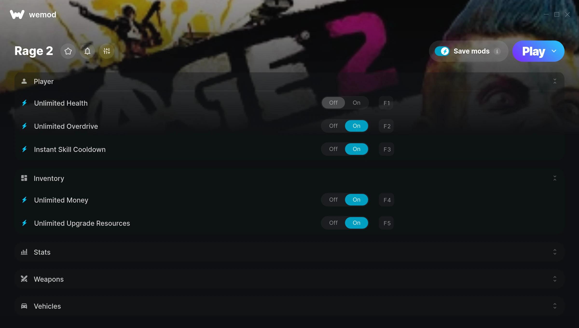 Rage 2 cheats screenshot