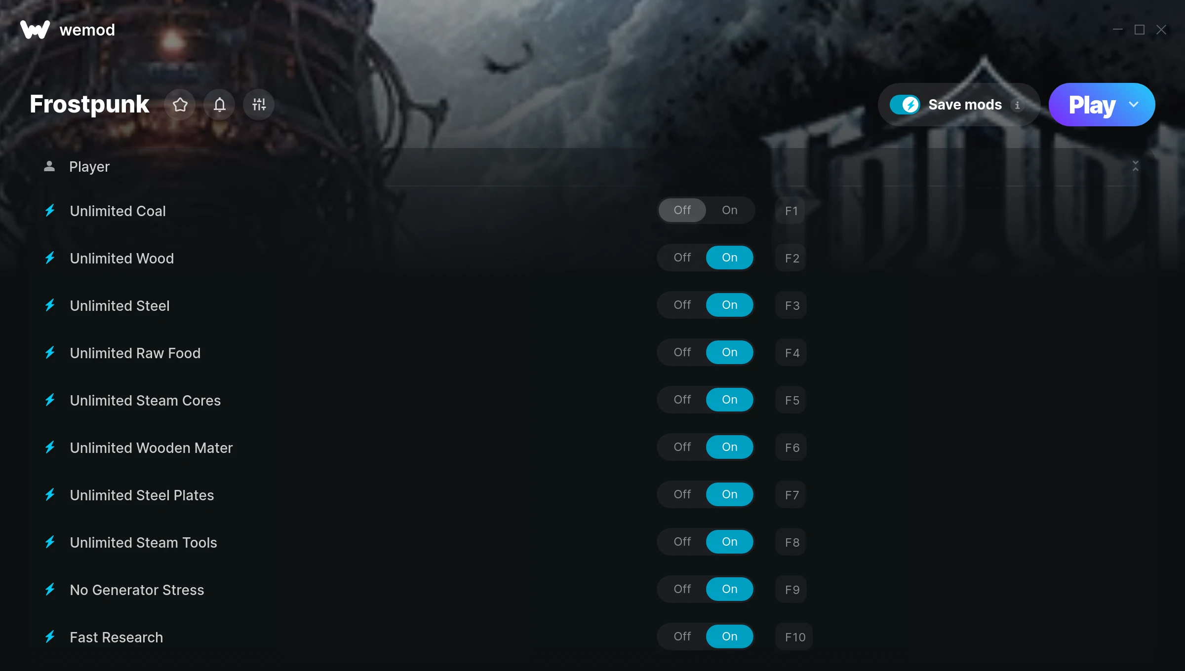 Frostpunk cheats screenshot
