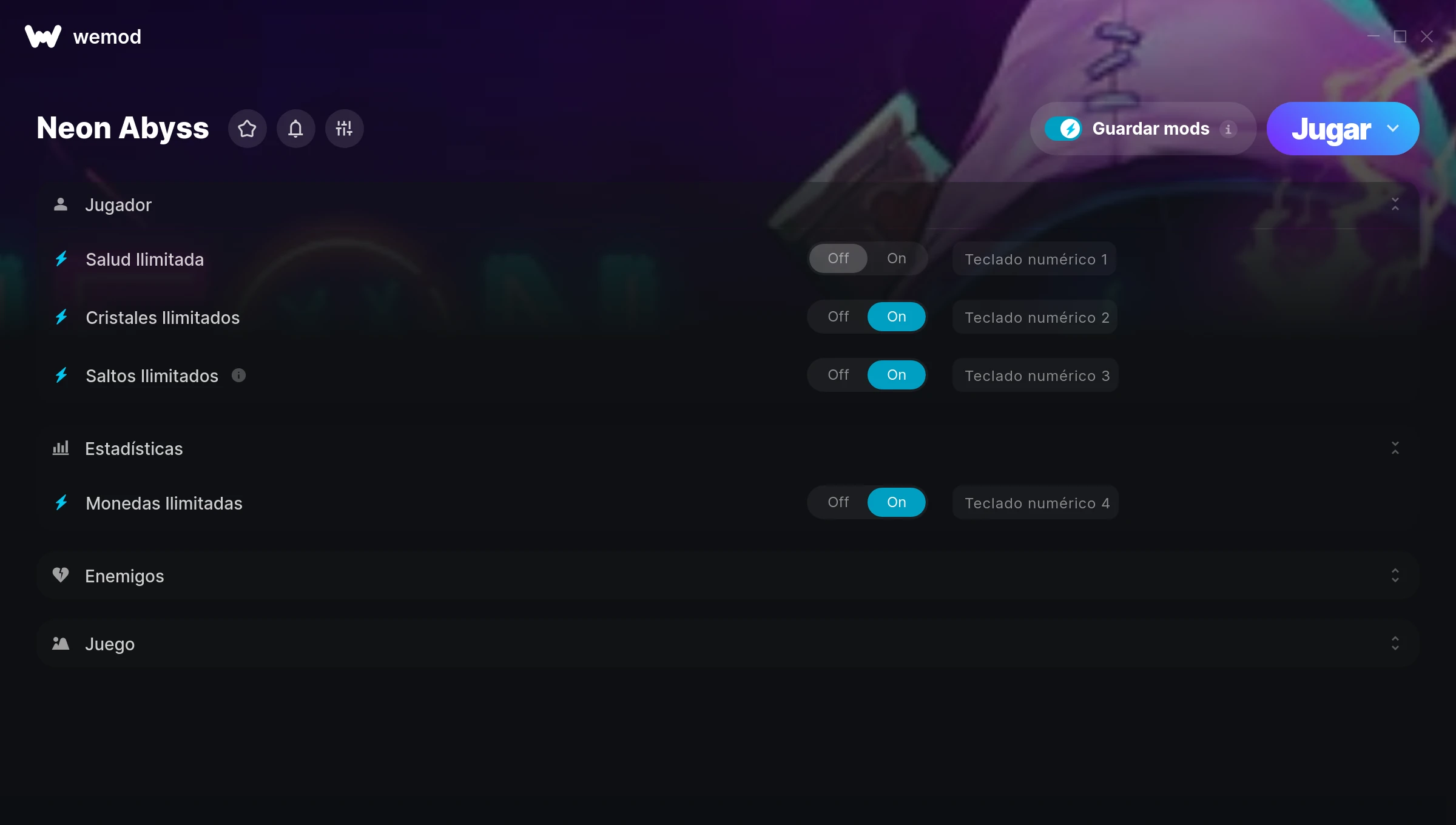 Neon Abyss cheats screenshot