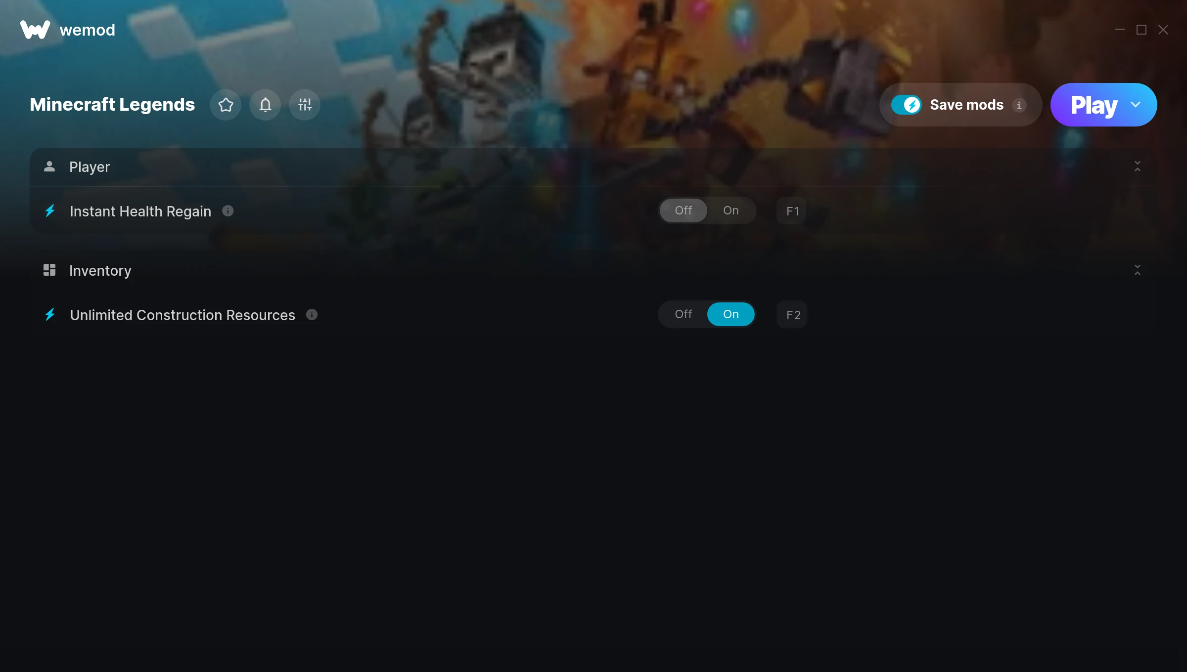 Minecraft Legends cheats screenshot