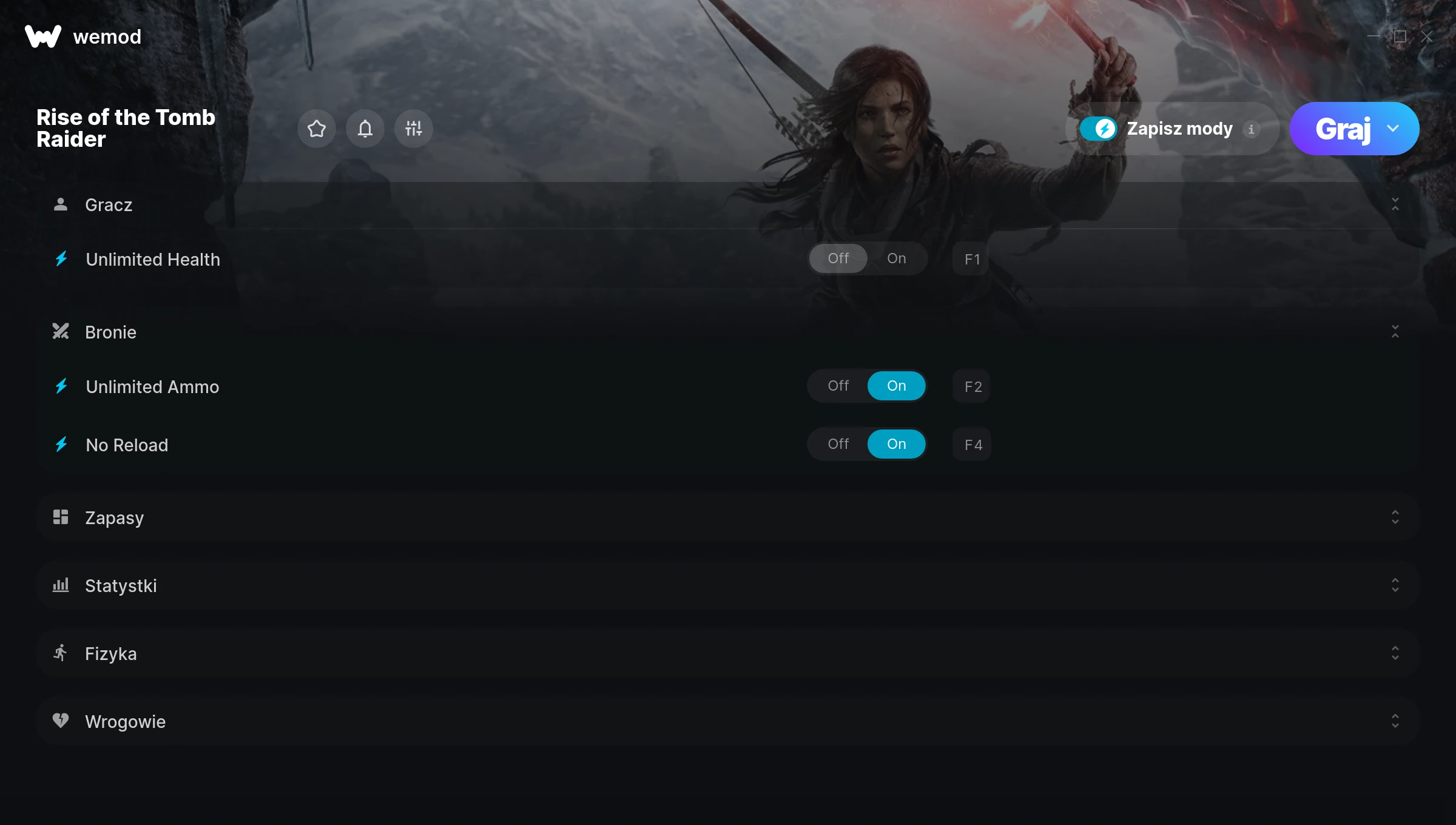 Cheaty do Rise of the Tomb Raider – zrzut ekranu