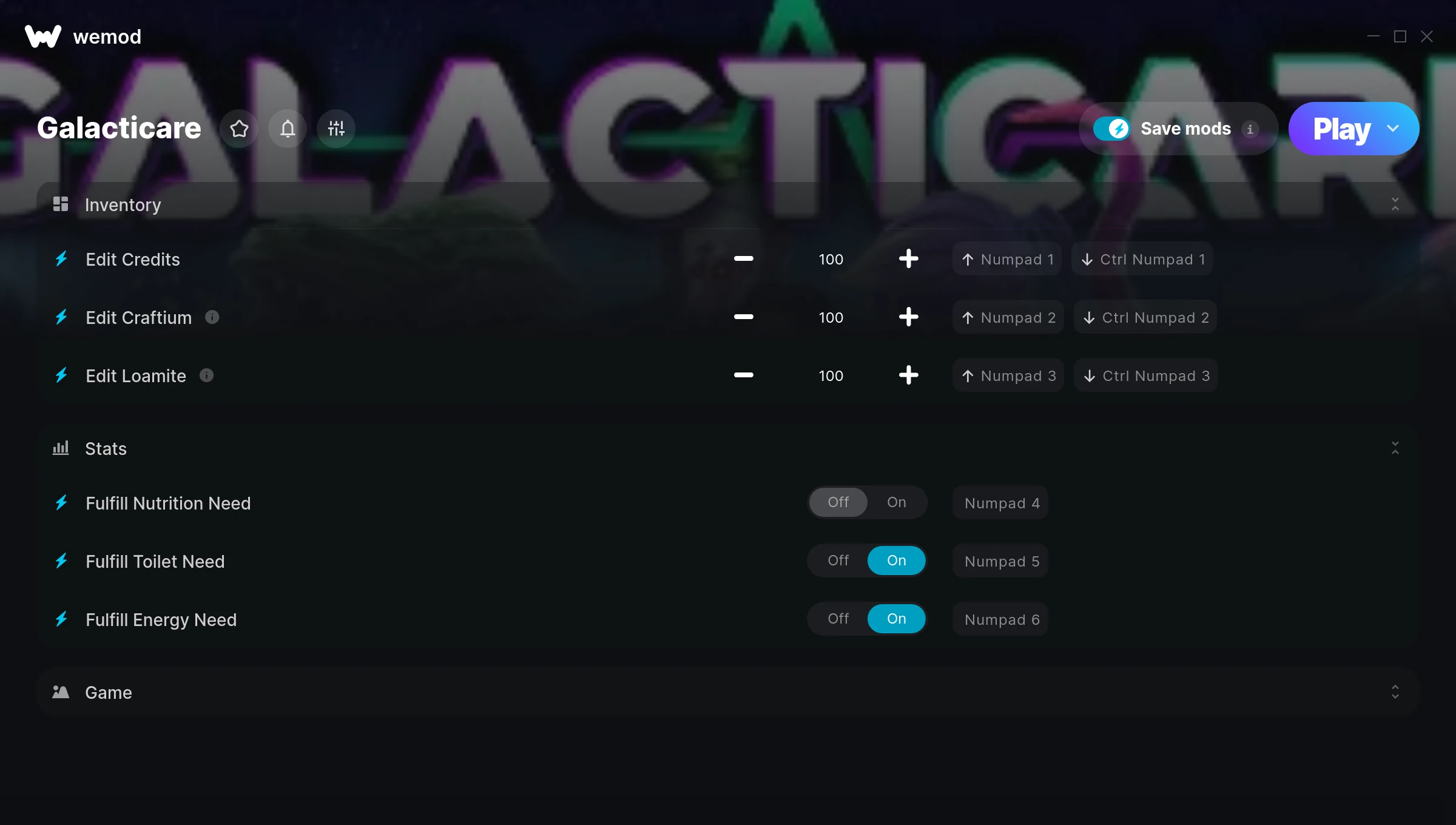 Galacticare cheats screenshot