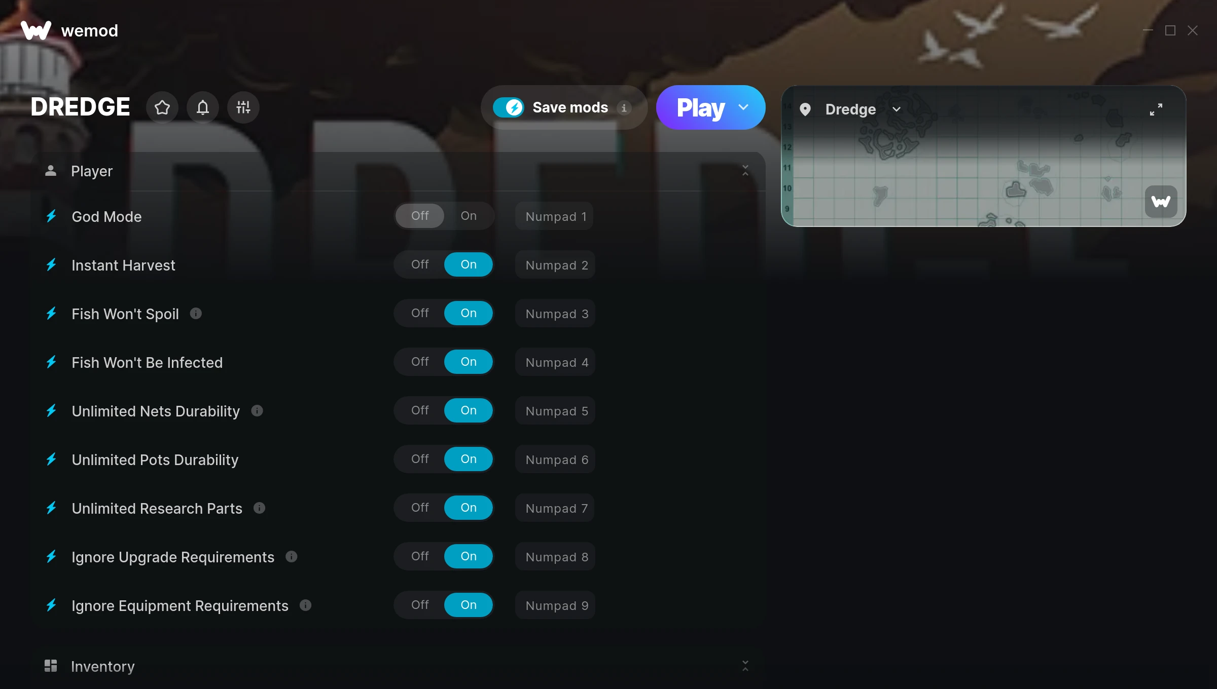 DREDGE cheats screenshot