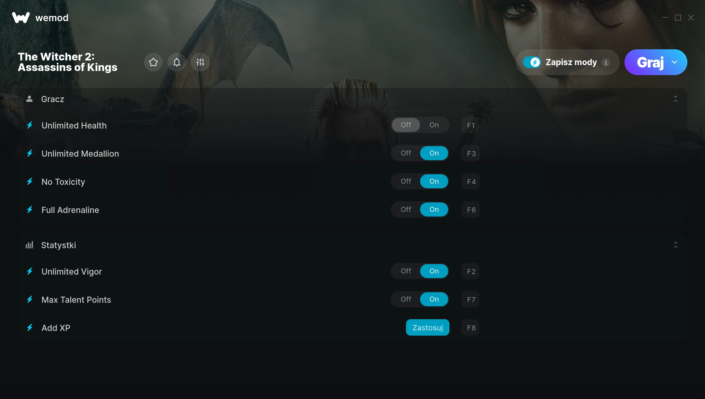 Cheaty do The Witcher 2: Assassins of Kings – zrzut ekranu